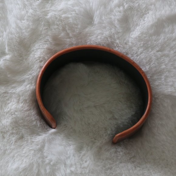 Camel Faux Leather Wide Cuff Bracelet - Picture 3 of 7